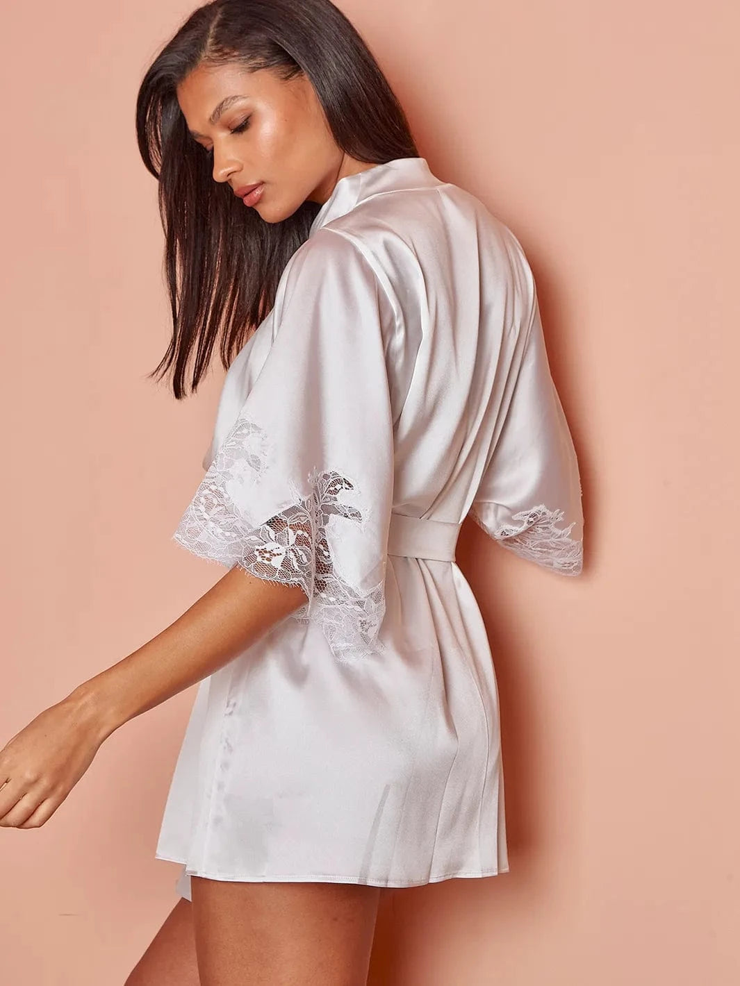 FleurOfEngland One Size Signature Silk Robe - White