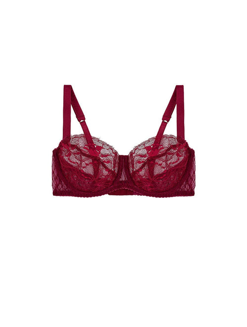 FleurOfEngland Simone Red Lace Balcony Bra