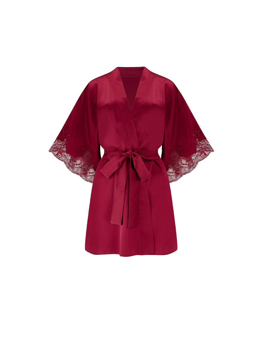 FleurOfEngland One Size Simone Red Silk Robe
