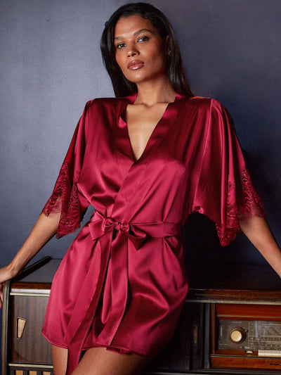 FleurOfEngland One Size Simone Red Silk Robe