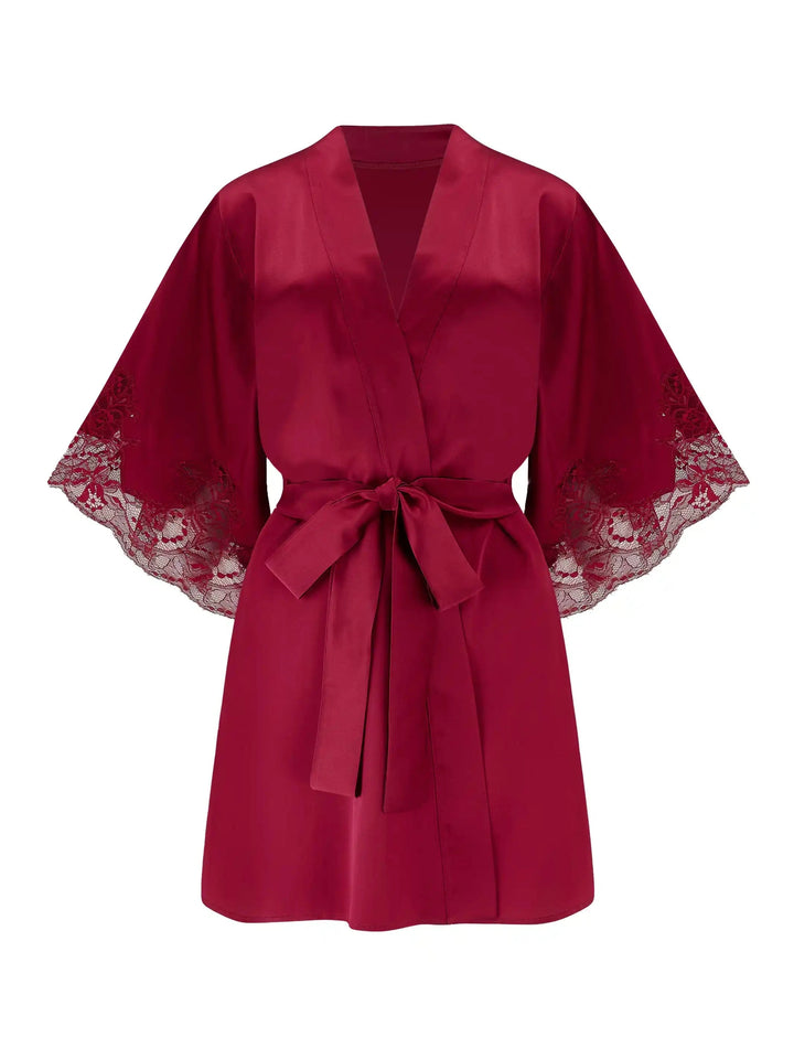 Simone Red Silk and Lace Robe – Fleur of England