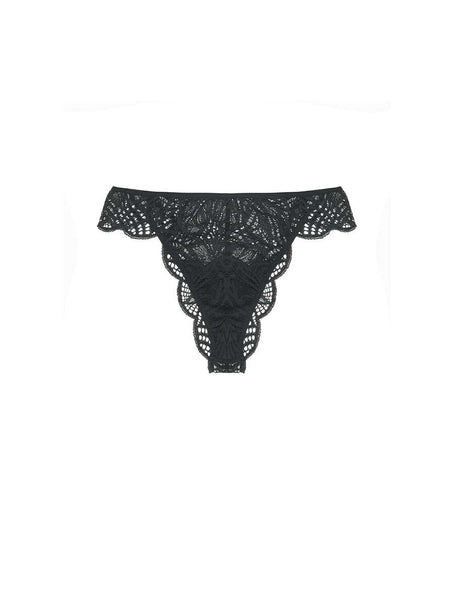 Corset Brazilian briefs in black recycled yarn, Women's underwear