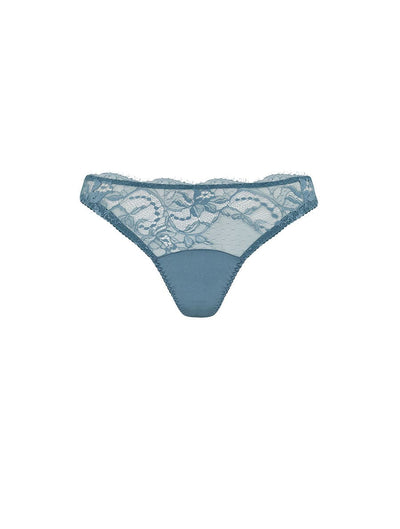 Fleur of England blue silk and lace thong from the Ocean collection.