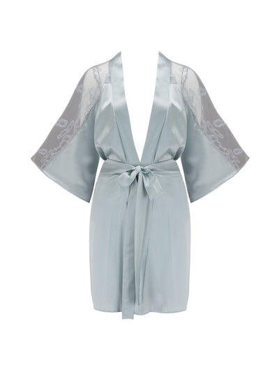Front of Fleur of England silk robe from the Sigrid collection.