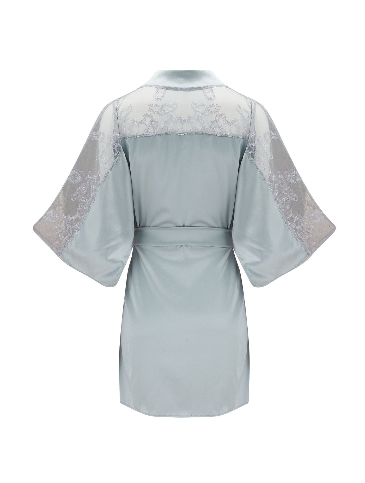 Sigrid silk robe featuring embroidery design across the back.