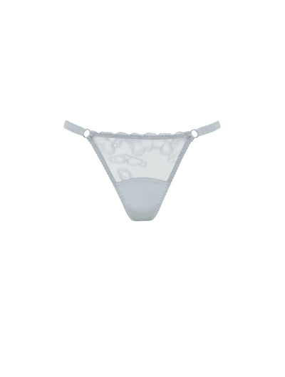 Front of Fleur of England silk strap thong from the Sigrid collection.