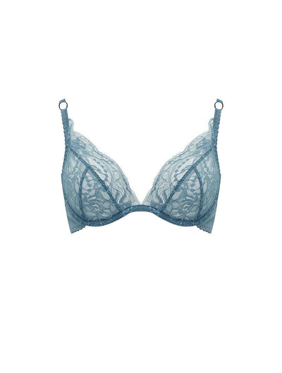 Fleur Of England blue, lace plunge bra from the Ocean collection.